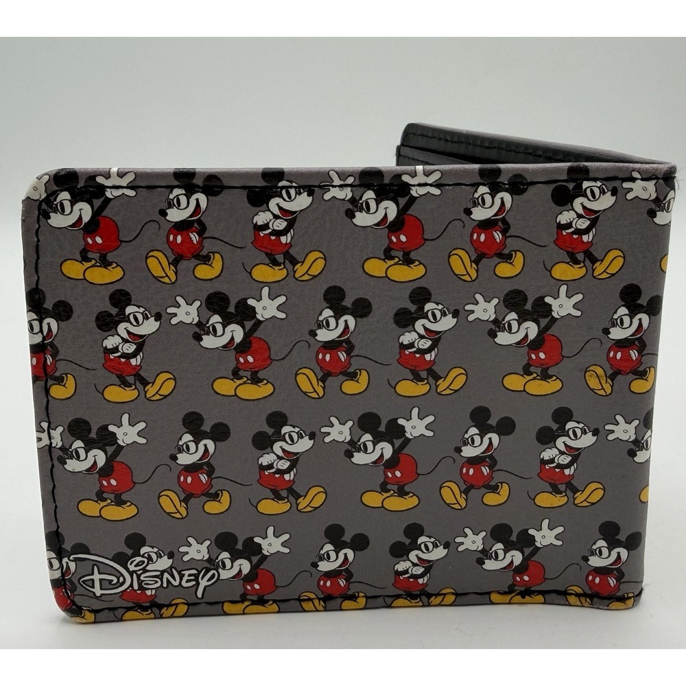 Buckle-Down Mickey Mouse Bi-fold Wallet. Mickey Mouse All Over Print Gray Wallet